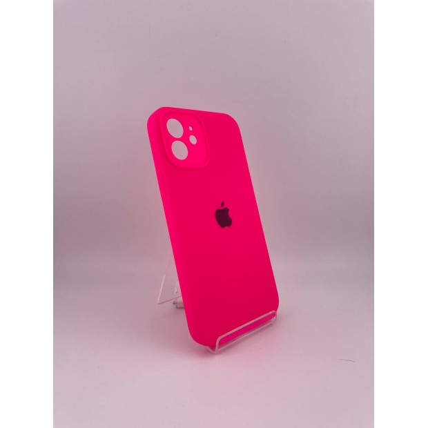 Силіконовий оригінальний чохол RoundCam для Apple iPhone 12 (31) рожевий Barbie.