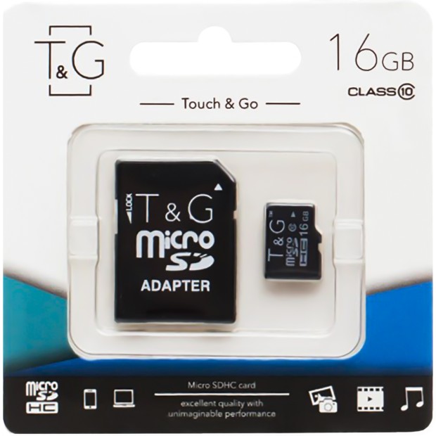 Карта пам'яті Touch & Go MicroSDHC 16Гб (Клас 10) + SD-адаптер
