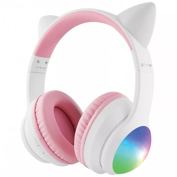 Беспроводные накладные наушники-гарнитура Proove Kids LumiCat (White / Pink)