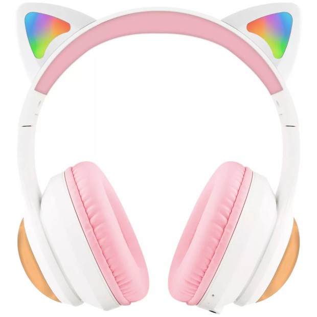 Беспроводные накладные наушники-гарнитура Proove Kids LumiCat (White / Pink)