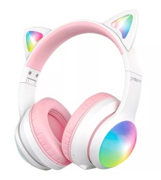 Бездротові накладні навушники-гарнітура Proove Kids LumiCat (White  /  Pink)