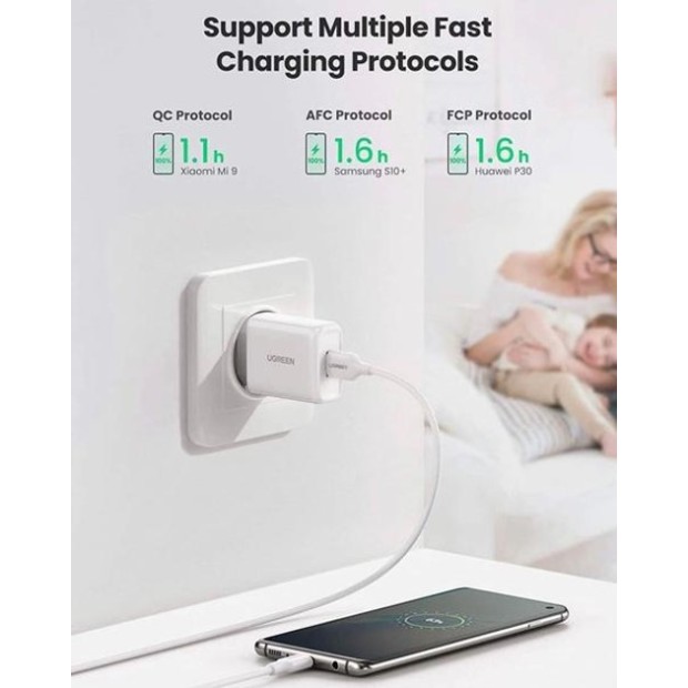 Адаптер живлення UGREEN CD122 18W QC3.0 (1USB) (білий)