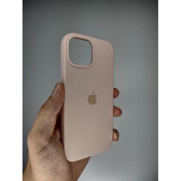 Силіконовий оригінальний чохол круглої форми для Apple iPhone 15 (08) Рожевий пісок