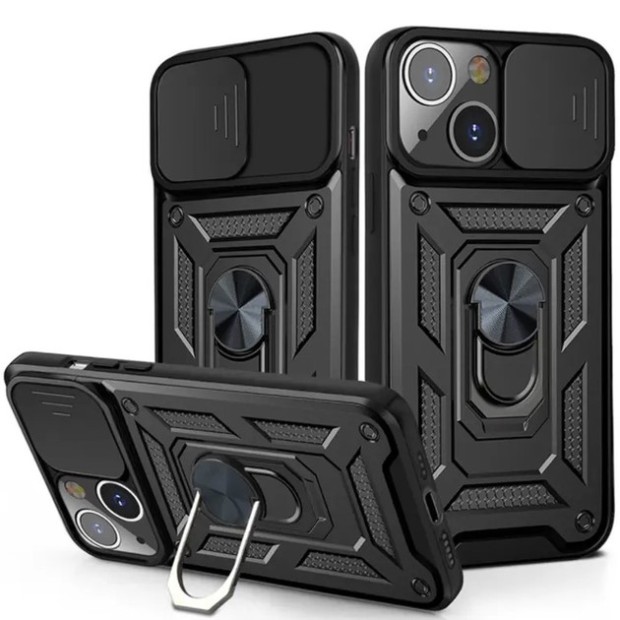 Чохол-накладка Ring Serge Armor Case для Apple iPhone 13 / 14 (ShutCam) (Чорний)