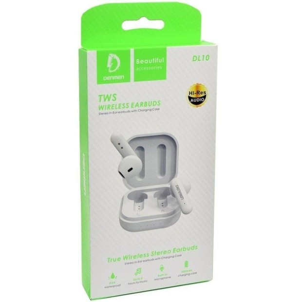 Беспроводные наушники-гарнитура вкладыши Denmen DL10 (Белый)