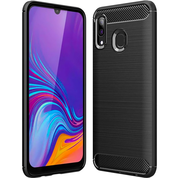 Силикон Polished Carbon Samsung Galaxy A20 / A30 (2019) (Чёрный)