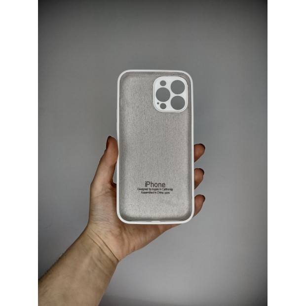 Оригінальний силіконовий чохол RoundCam для Apple iPhone 13 Pro Max (06) білого кольору.