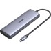 Адаптер UGREEN CM498 (USB-C на 3USB 3.0 / HDMI / VGA / RJ45 Gigabit / SD / TF / AUX3.5мм / PD) (Сірий) (15601)