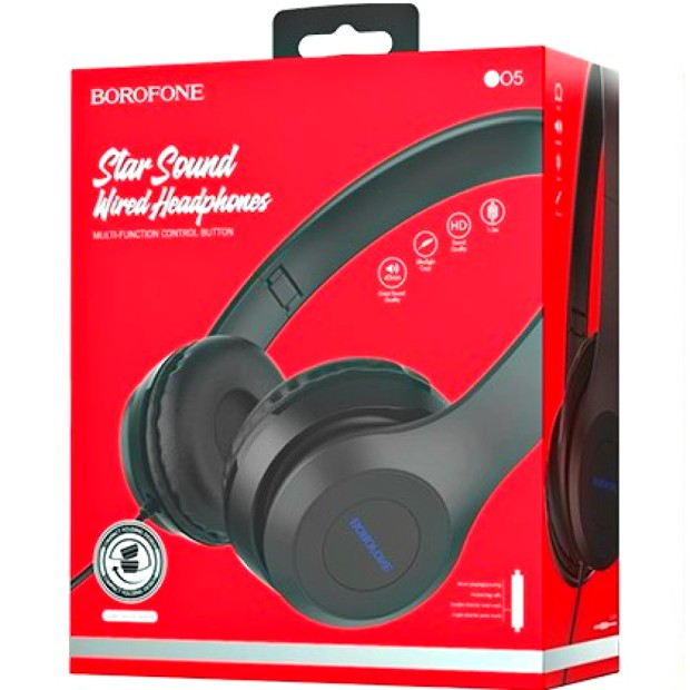 Проводные накладные наушники-гарнитура Borofone BO5 (Черный)