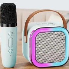 Микрофон-караоке с колонкой Bluetooth K12 RGB (1micro) (Голубой)