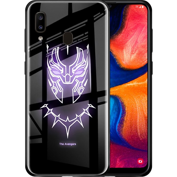 Накладка «Світловий Скляний Чохол» для Samsung A20  /  A30 (2019) (Black Panther)