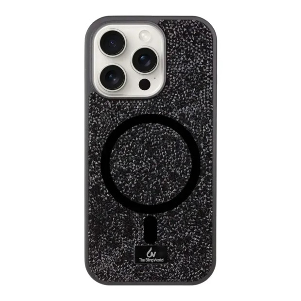 Чехол Bling World Rock Diamond MagSafe iPhone 15 Pro Max (Black)