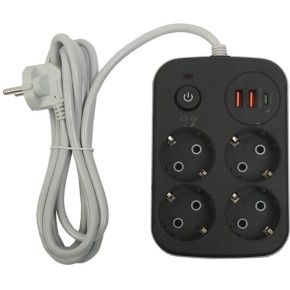 Сетевой удлинитель XoKo SP-4-2-1 (2m) (3USB / 4 EU) (Чёрный) XK-SP-4-2-1-BK