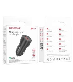 Borofone BZ19A Wisdom QC3.0 18W Car Charger (Black)