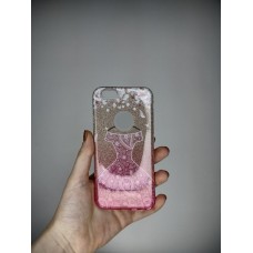 Силіконова накладка Glitter для Apple iPhone 6  /  6s (Градієнт Золотий-Рожевий)