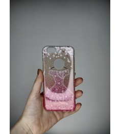Силіконова накладка Glitter для Apple iPhone 6  /  6s (Градієнт Золотий-Рожевий)..