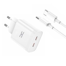 СЗУ-адаптер DC CA-D17 PD 35W (2Type-C) + кабель Type-C - Type-C (Білий) D