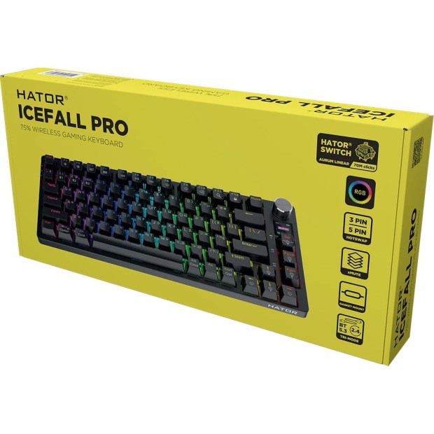 Клавиатура беспроводная игровая Hator Icefall PRO TFT display (Black) (HTK450UA)