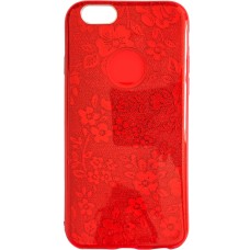Силіконовий чохол Glitter для Apple iPhone 6  /  6s (Червоні квіти)
