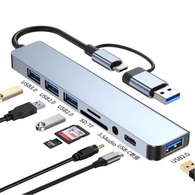 Адаптер USB HUB Walker WHUB-53 8в1 (Type-C / USB 3.0)