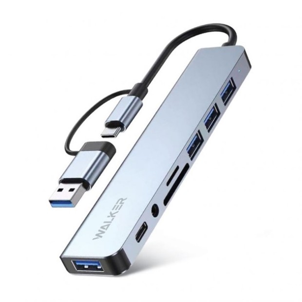 Адаптер USB HUB Walker WHUB-53 8в1 (Type-C / USB 3.0)