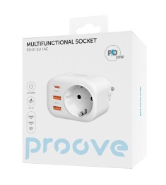 Многофункциональная розетка Proove PD-01 (1AC / 1Type-C 20W / 2USB) (White)