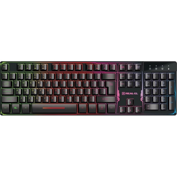 Клавіатура дротова ігрова Real-El Gaming 8700 (Чорна)
