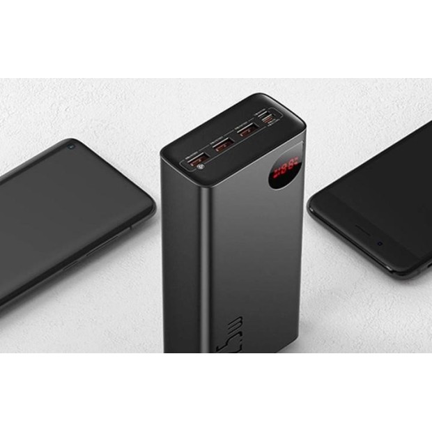 Базеус Адаман з цифровим дисплеєм 40000мАг 22.5Вт (Чорний) PPAD020101