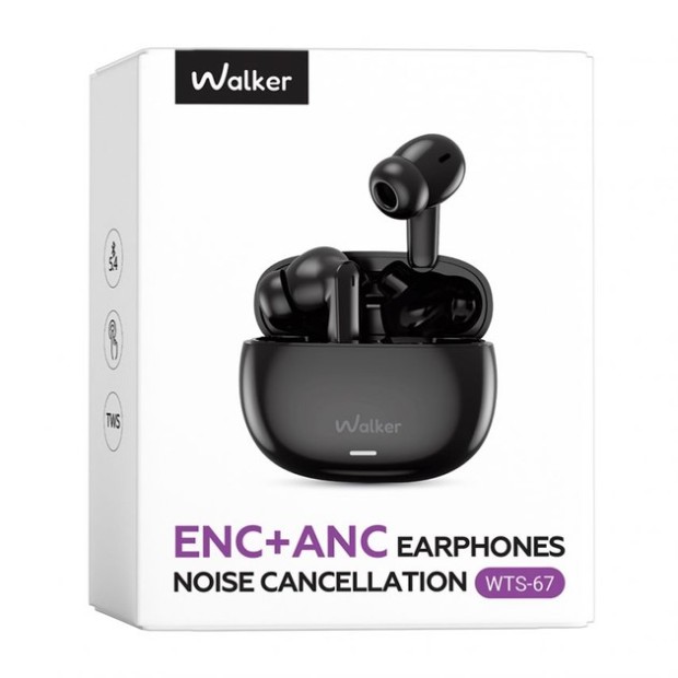 Бездротові вакуумні навушники-гарнітура Walker WTS-67 ANC + ENC (Чорні) Бездротові вакуумні навушники-гарнітура Walker WTS-67 ANC + ENC (Чорні)