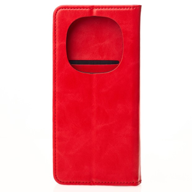 Leather Elegant Book Case for Xiaomi Redmi Note 14 Pro Plus 5G (Red)