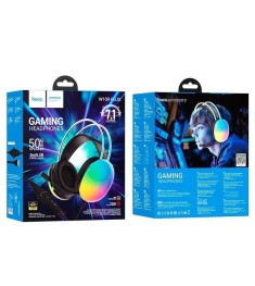 Проводные накладные наушники-гарнитура Hoco W109 Plus RGB (Чёрный)