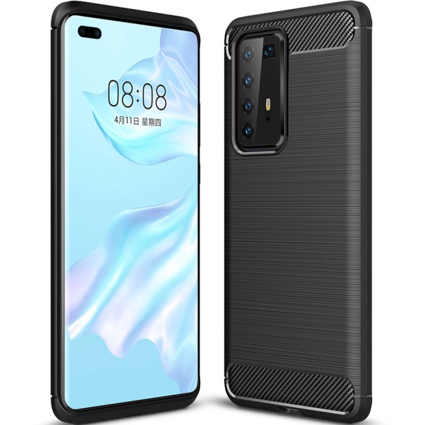 Силикон Polished Carbon Huawei P40 Pro (Чёрный)
