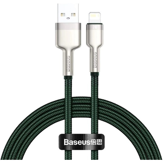 USB-кабель Baseus Cafule Metal Data 2.4A (1m) (Lightning) (Зелёный) CALJK-A06