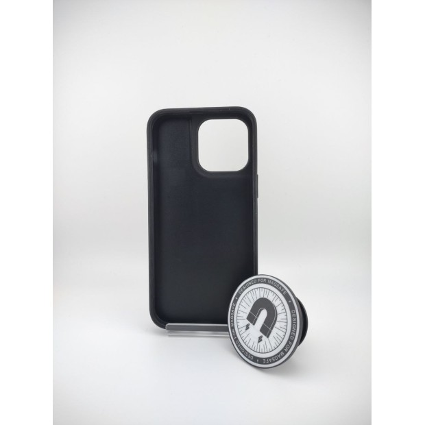 Чехол Leather Magsafe Case with PopSocket Apple IPhone 14 Pro Max (Dark Purple)