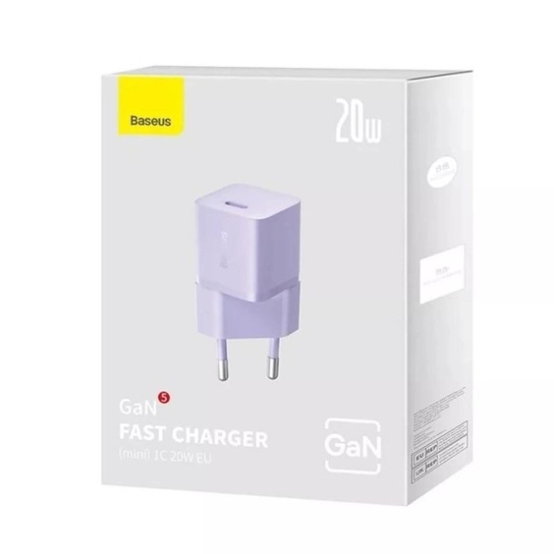 СЗУ-адаптер Baseus GaN5 20W (1Type-C) (Фиолетовый) CCGN050101 СЗУ-адаптер Baseus GaN5 20W (1Type-C) (Фиолетовый) CCGN050101