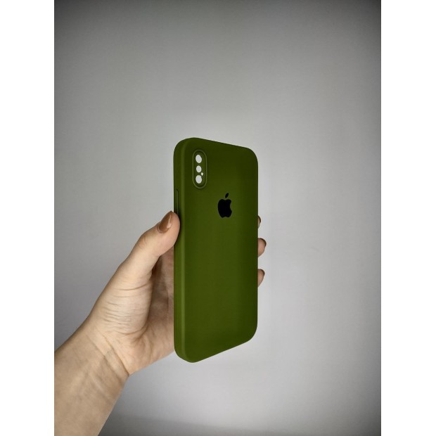 Чохол Silicone Original Square RoundCam для Apple iPhone X  /  XS (46) насичено-зелений