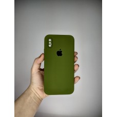 Чохол Silicone Original Square RoundCam для Apple iPhone X  /  XS (46) насичено-зелений