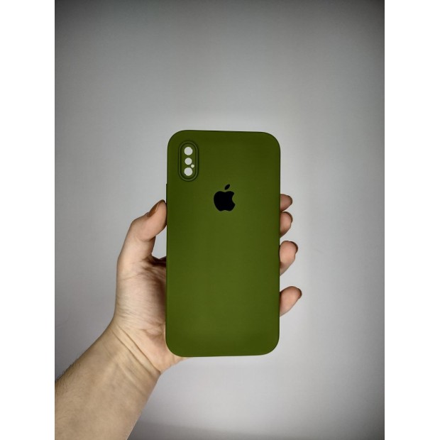 Чохол Silicone Original Square RoundCam для Apple iPhone X  /  XS (46) насичено-зелений