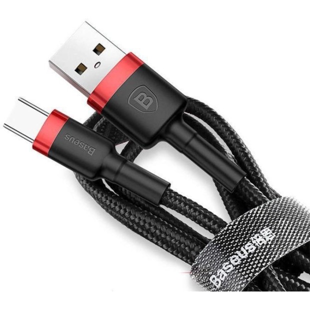 USB-кабель Baseus Cafule Special Edition 3A (1m) (Type-C) (Чорний / Червоний) CATKLF-B91.