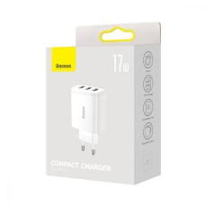 Baseus Compact 17W (3USB) Charger Adapter (White) CCXJ020102