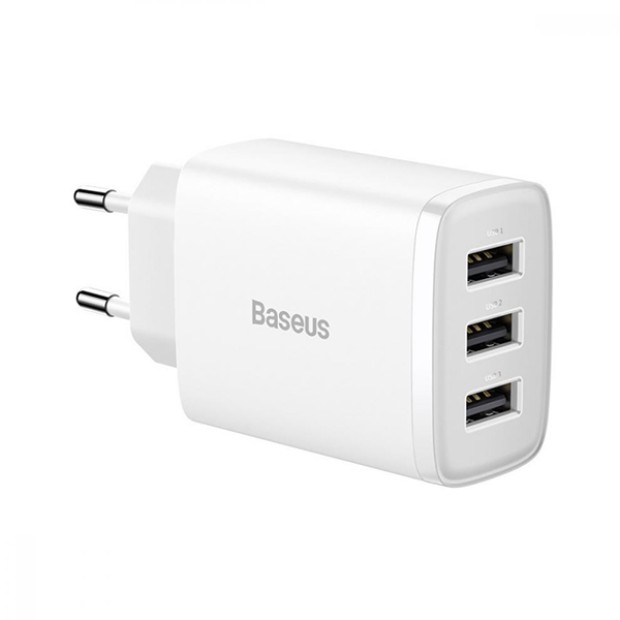 Baseus Compact 17W (3USB) Charger Adapter (White) CCXJ020102