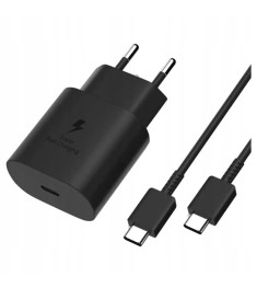 Зарядний пристрій Samsung EP-TA800 25W (1 Type-C) + кабель Type-C (Чорний) (Уцін..