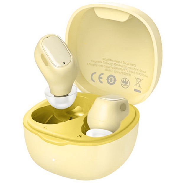 Бездротові вакуумні навушники-гарнітура Baseus Bowie Encok WM01 (Жовті)