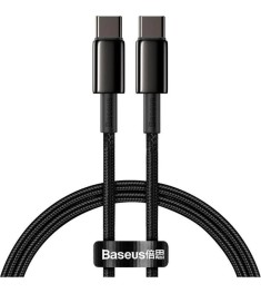 USB-кабель Baseus Tungsten Gold 100W (1m) (Type-C to Type-C) (Чорний) CATWJ-01