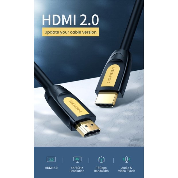 Кабель UGREEN HD101 HDMI - HDMI (1м) (Жовтий / Чорний)