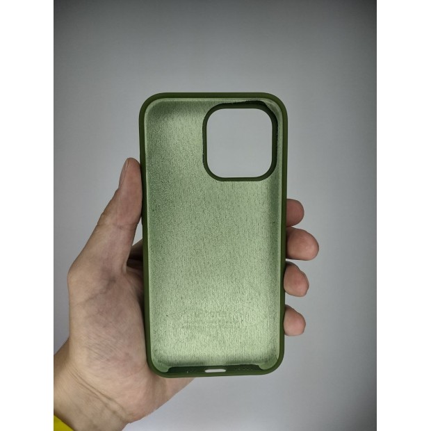Силіконовий оригінальний чохол круглої форми для Apple iPhone 13 Pro (46) Темно-зелений