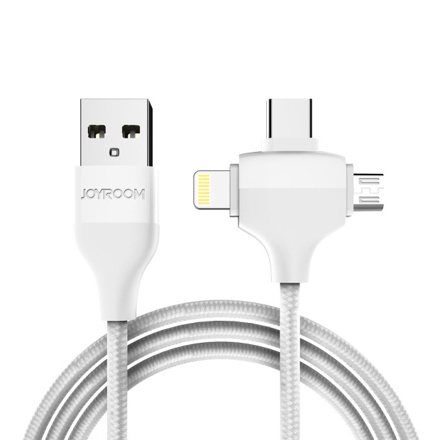 USB-кабель Joyroom S-L317 3 в 1 (Lightning  /  MicroUSB  /  Type-C) (Білий)
