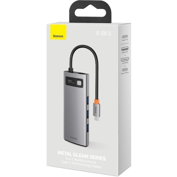 Переходник USB HUB Baseus Baseus Metal Gleam Series 5-in-1 CAHUB-CX0G (Серый)