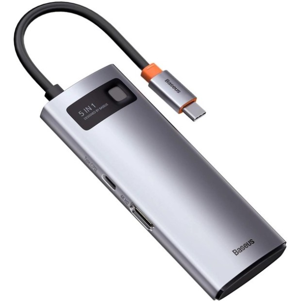 Перехідник USB HUB Baseus Baseus Metal Gleam Series 5-in-1 CAHUB-CX0G (Сірий)