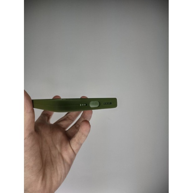Силіконовий оригінальний круглий чохол Apple iPhone 13  /  14 (46) темно-зелений.